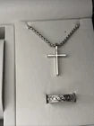 4 Piece Men’s Jewelry Set Watch, Necklace 22 Inch, Ring Size 8, Bracelet