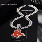 Baseball Trendy Boston Red Sox Pendant & 20" Cuban Cubic Zirconia Chain Necklace