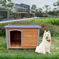 Dog House Outdoor & Indoor Wooden Dog Kennel For Winter With Raised Feet Weather