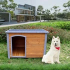 Dog House Outdoor & Indoor Wooden Dog Kennel For Winter With Raised Feet Weather