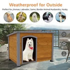 Dog House Outdoor & Indoor Wooden Dog Kennel For Winter With Raised Feet Weather