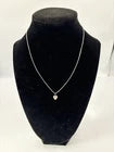 14K GOLD SMALL HEART PENDANT With a 16 InchWhite Gold Chain Over 925 (12 X 7 MM)