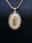 18K gold-plated Virgin Mary Pendant Set In Bezel Set Stones