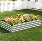 2 Pack 12x4x1T Galvanized Raised Garden Bed Kit, Outdoor Metal Planter Box