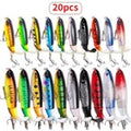 20pcs 1set 13g 35g Topwater Fishing Lures Set Of 20 Popper Bait With 3D Eyes ABS