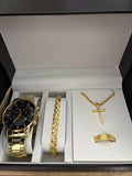Trendy 4 Piece Men’s Jewelry Set Watch, Necklace 22 Inch, Ring Size 8, Bracelet