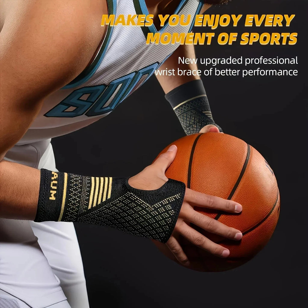 1 Pair Copper Wrist Compression Sleeves Support Brace Unisex For Sports Fitness