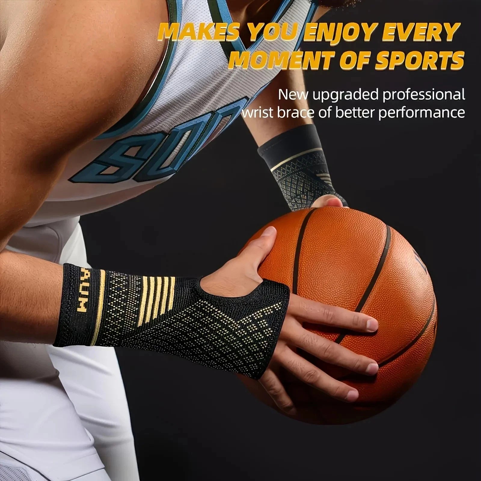1 Pair Copper Wrist Compression Sleeves Support Brace Unisex For Sports Fitness