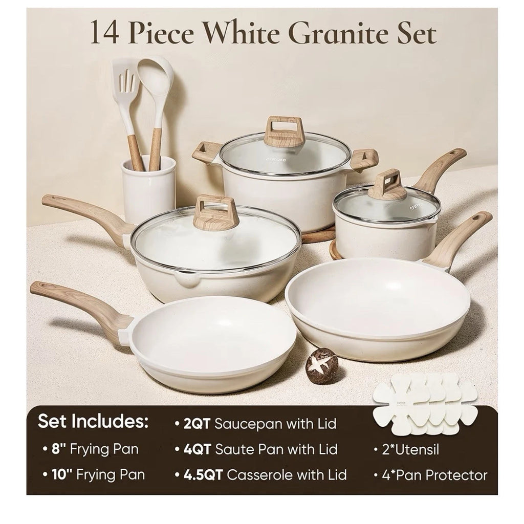 CAROTE 14 Pcs Pots and Pans Set Nonstick,Cookware Set Kitchen Cooking Set