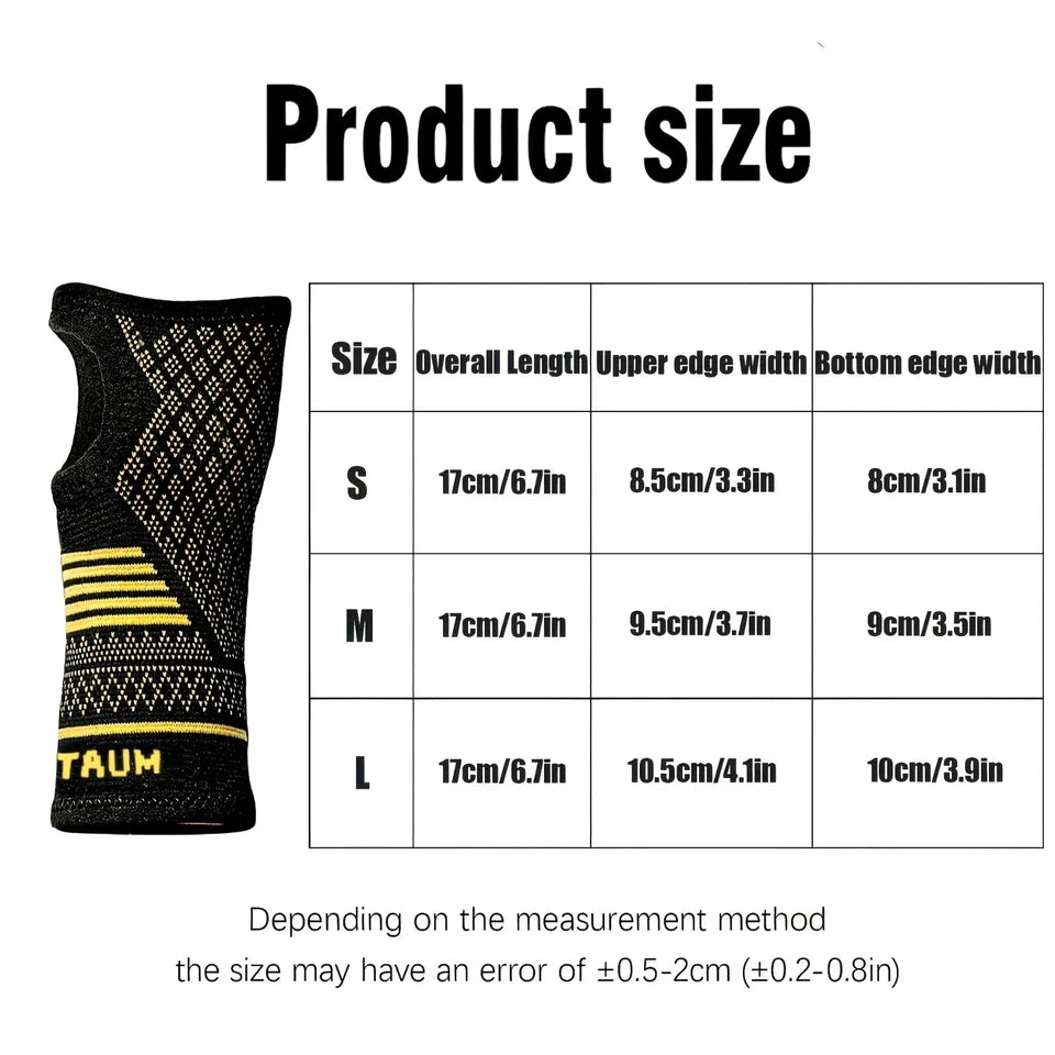 1 Pair Copper Wrist Compression Sleeves Support Brace Unisex For Sports Fitness